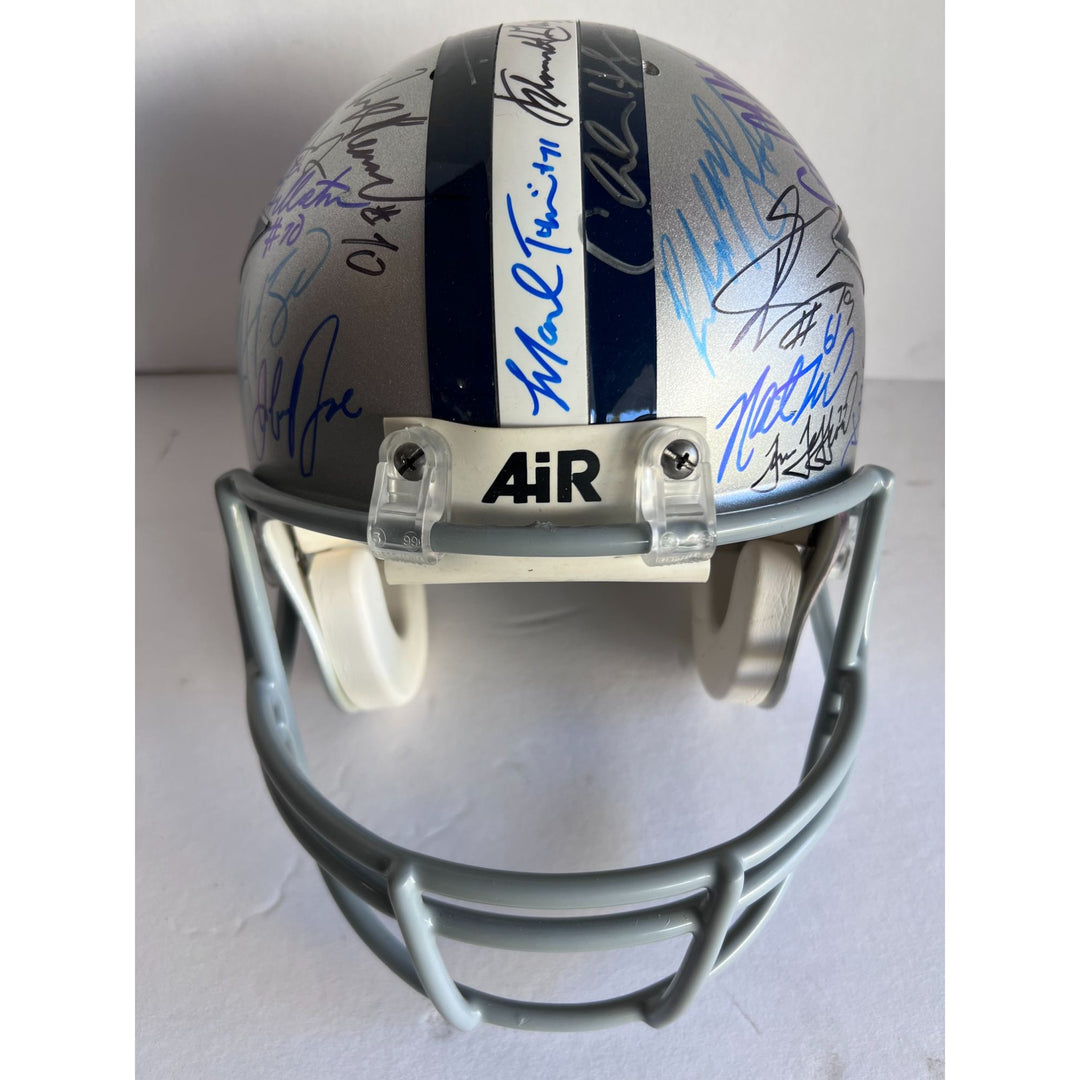 Dallas Cowboys Emmitt Smith Troy Aikman Michael Irvin Jerry Jones Barry Switzer Super Bowl championship team signed pro helmet with proof