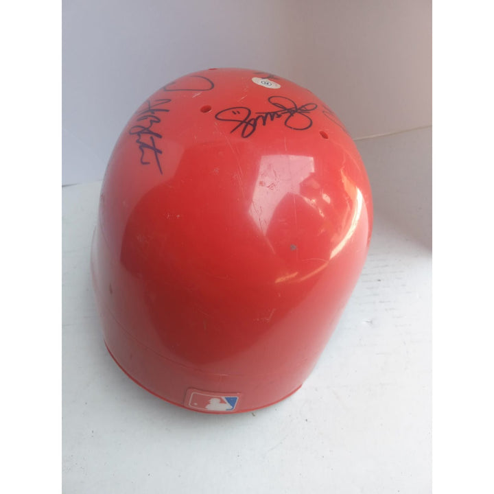 Philadelphia Phillies Chase Utley Ryan Howard Jimmy Rollins World Series champions full size batting helmet signed