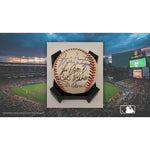 Load image into Gallery viewer, Ozzie Smith Lou Brock Bob Gibson Stan Mutual official Rawlings MLB baseball signed with proof free acrylic display case
