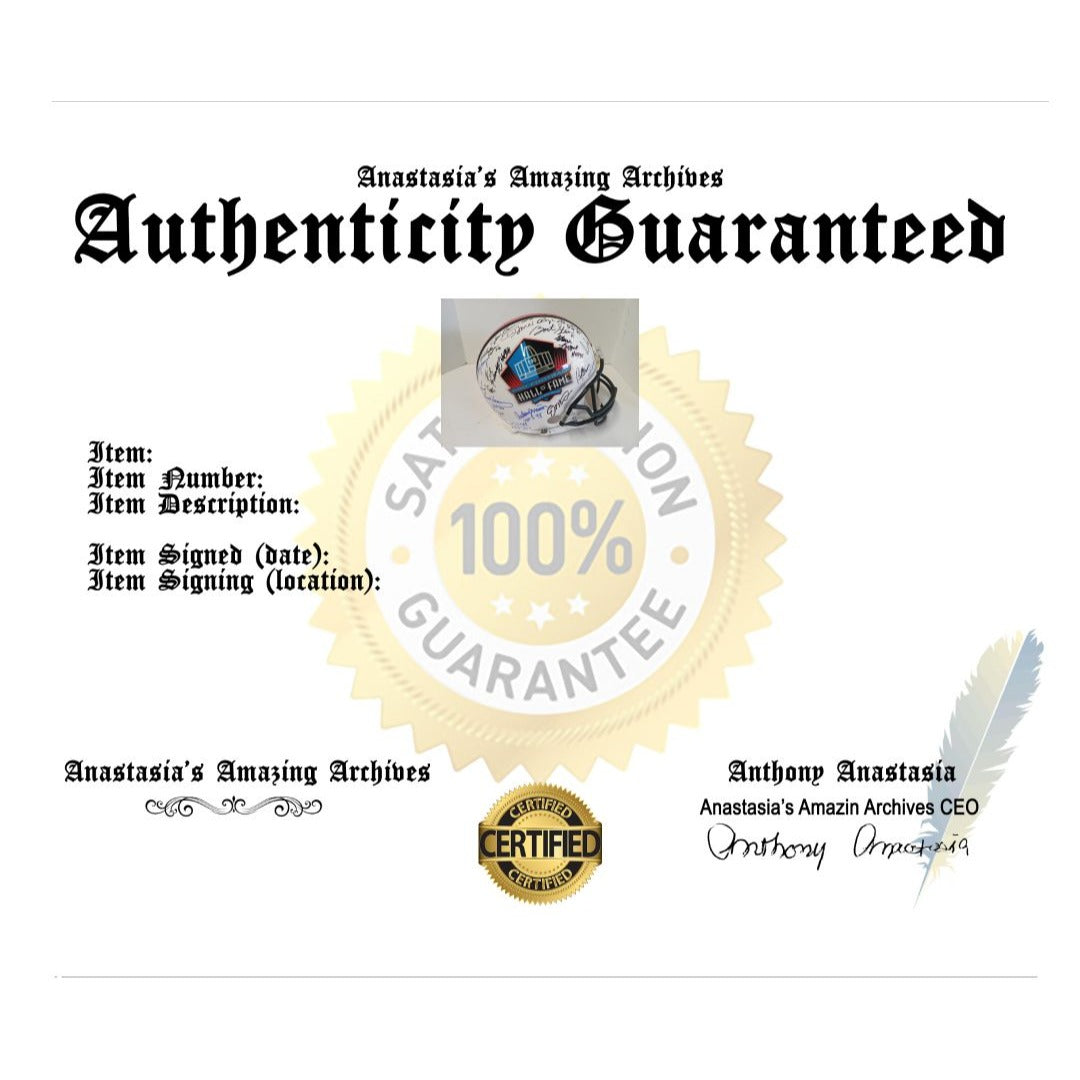 NFL Hall of Fame Riddell pro helmet Emmitt Smith Barry Sanders Terry Bradshaw Joe Namath Jim Brown Bart Starr 35 Hofer's signed with proof