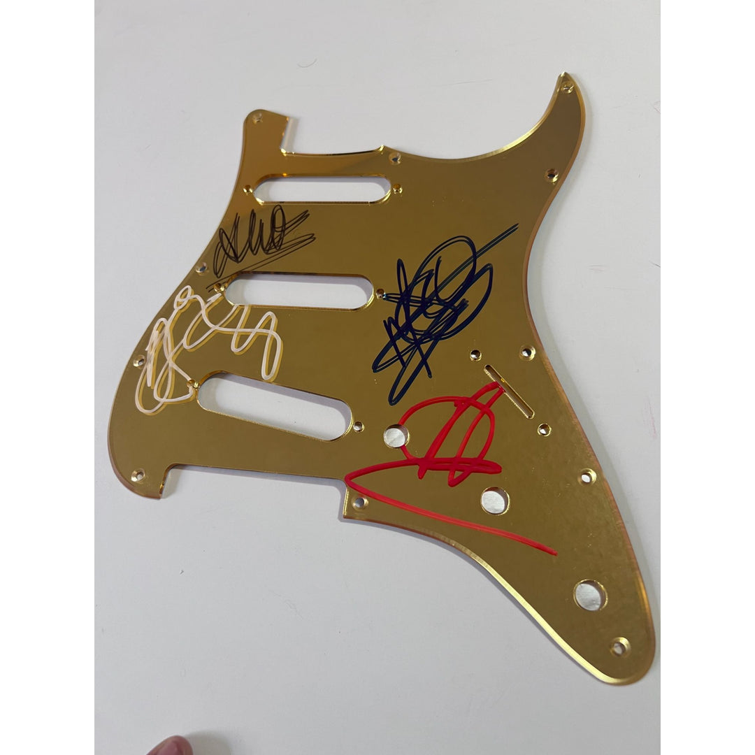 Depeche Mode David Gahan, Andrew Fletcher, Martin Gore, Alan Wilder. electric guitar pickguard signed with proof