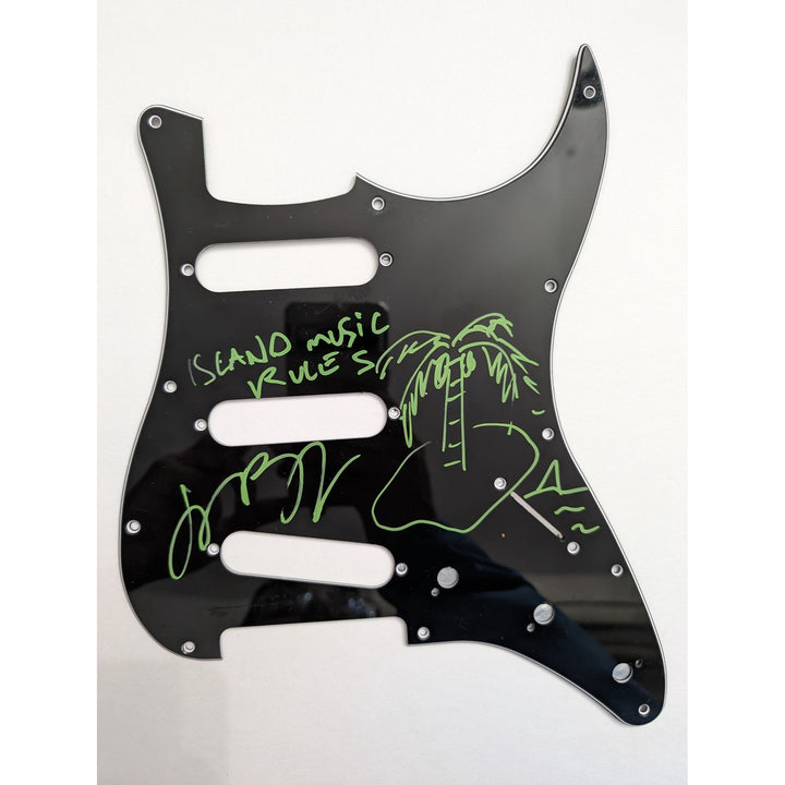 Jimmy Buffett Stratocaster electric guitar pickguard signed with Sketch