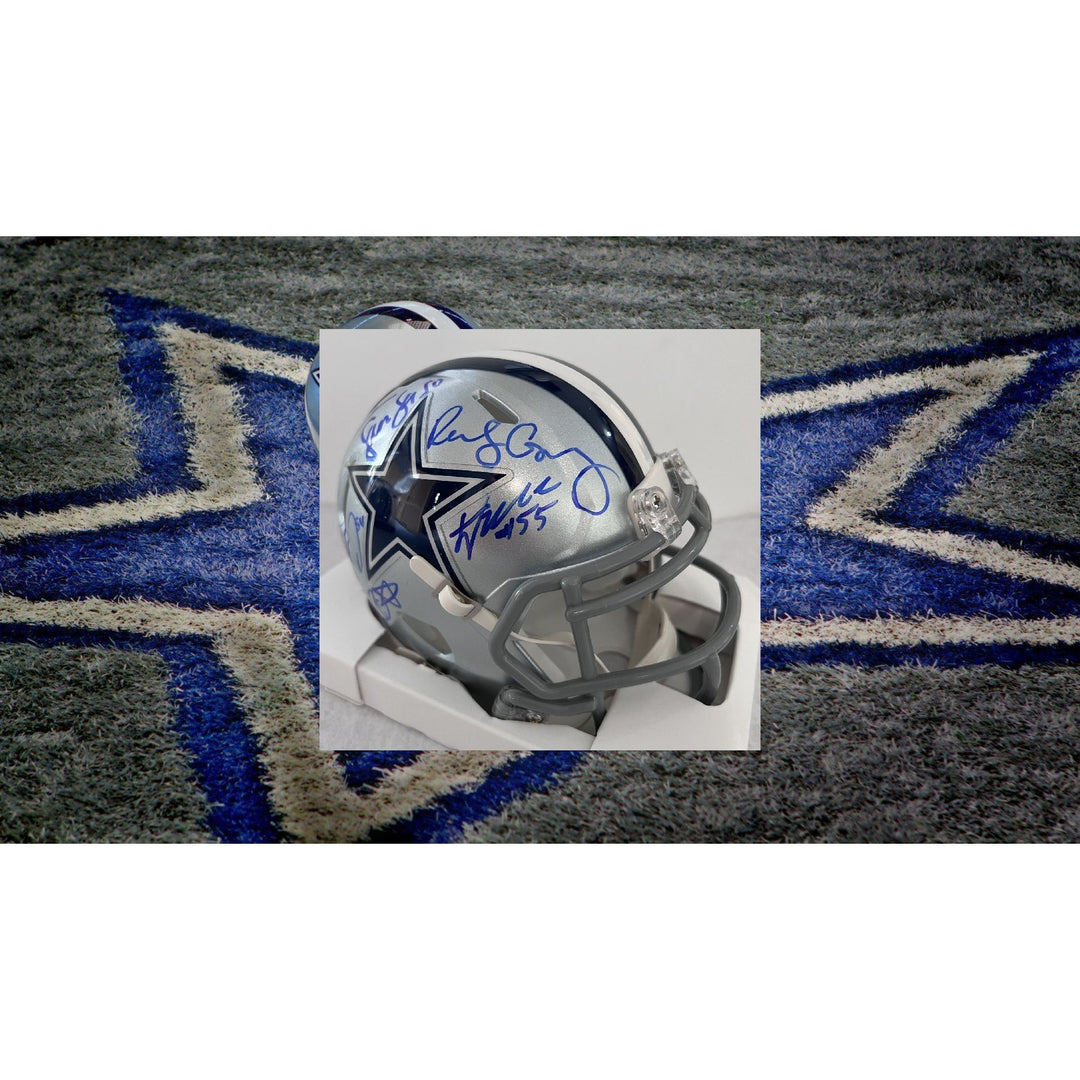 Dallas Cowboys Randy Gregory Demarcus Lawrence Sean Lee Leighton Vander Esch Jaylon Smith mini helmet signed