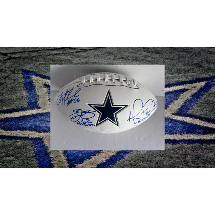 Dallas Cowboys Emmitt  Smith Troy Aikman Michael Irvin full size football signed with proof