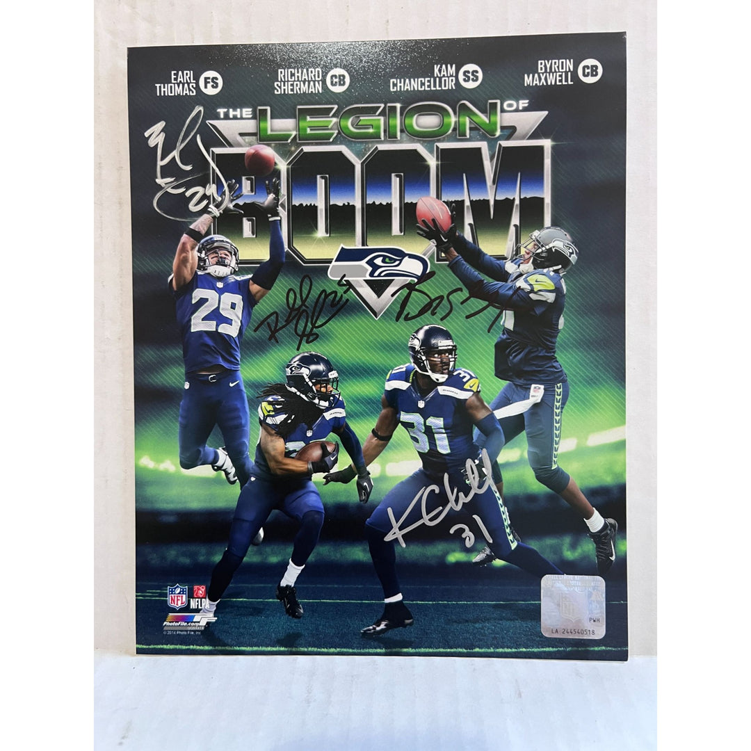 Seattle Seahawks Legion of Doom Richard Sherman Kam Chancellor Earl Thomas Byron Maxwell 8x10 photo signed