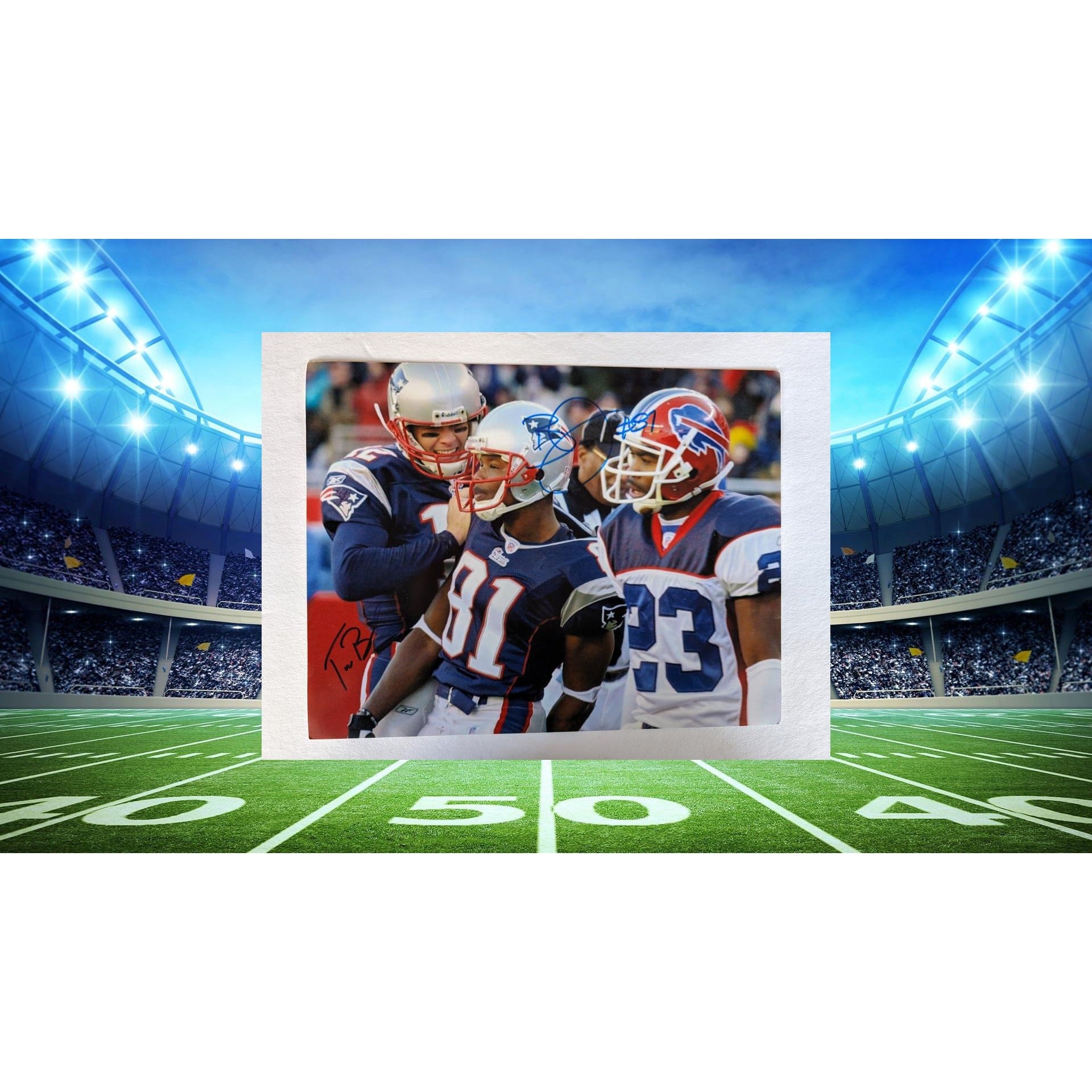 Deion Branch and Tom Brady New England Patriots Super Bowl MVPs 8x10 photo signed with proof