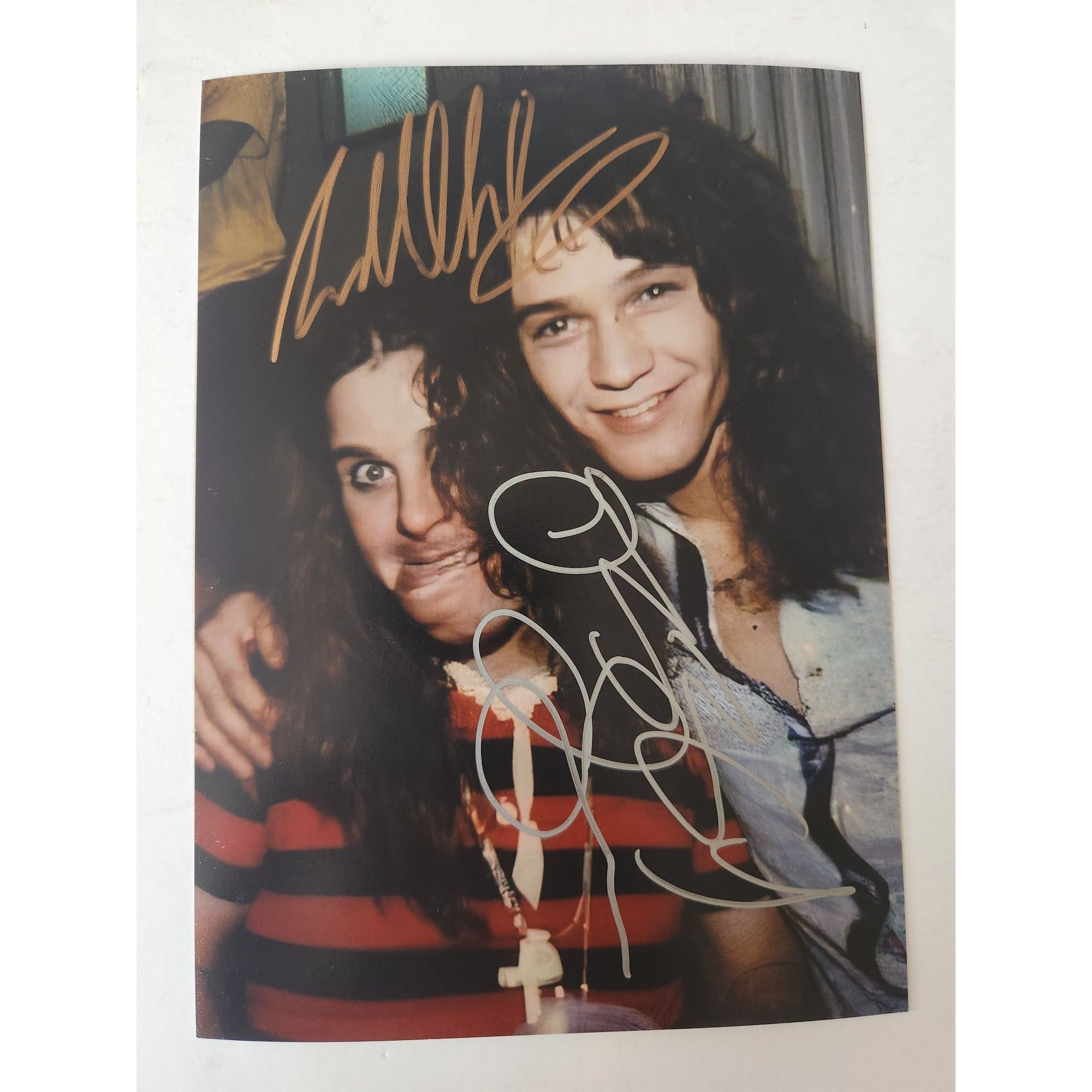 Eddie Van Halen and Ozzy Osbourne 5x7 photo signed with proof