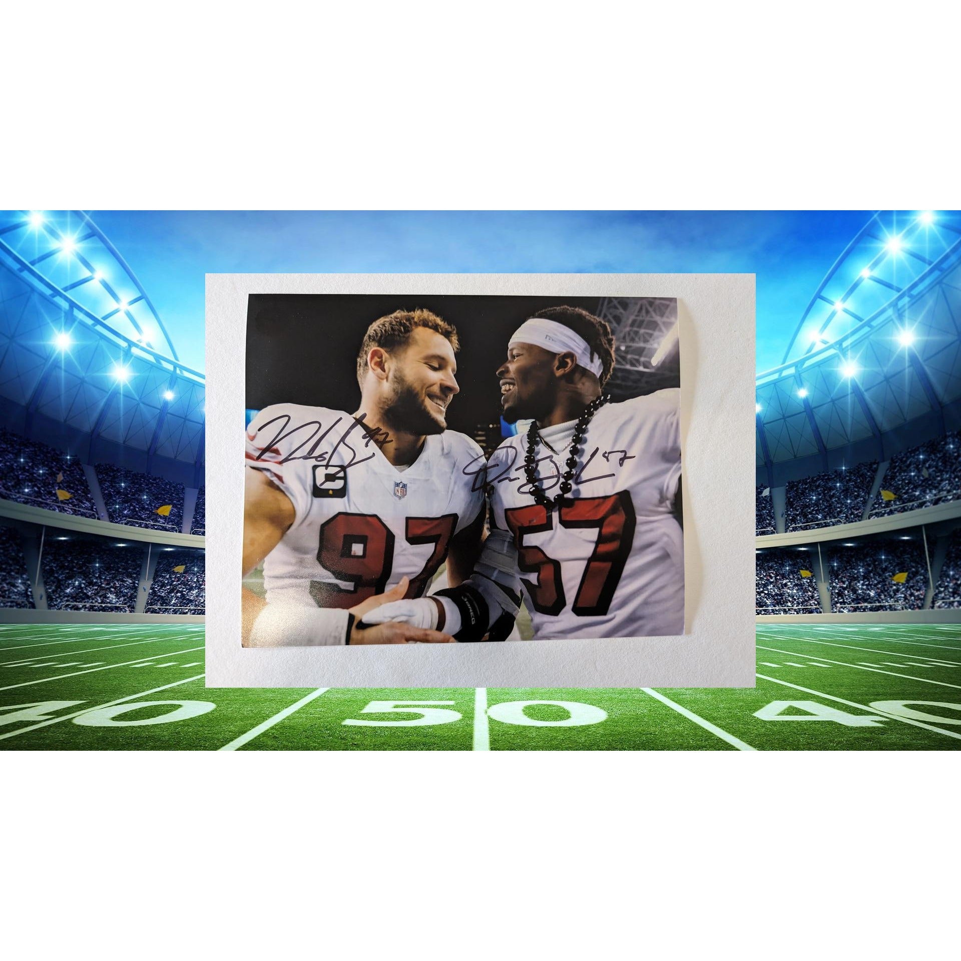 San Francisco 49ers Nick Bosa Dre Greenlaw 8x10 photograph signed with proof