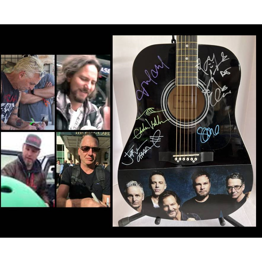 Pearl Jam Eddie Vedder Mike McCready Stone Gossard Jeff Ament one of a kind full size acoustic guitar signed with proof