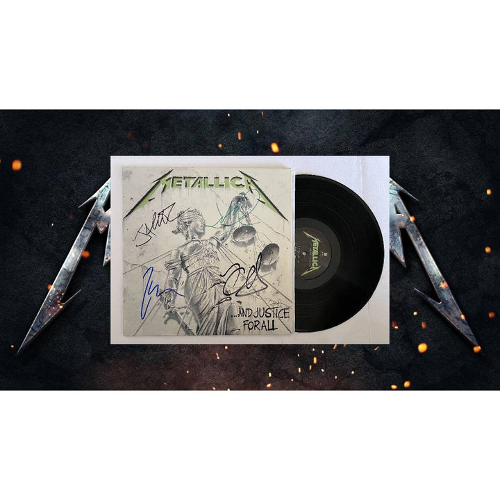 Metallica James Hetfield, Kirk Hammett, Jason Newsted, Lars Ulrich,  'and justice for all' album signed with proof