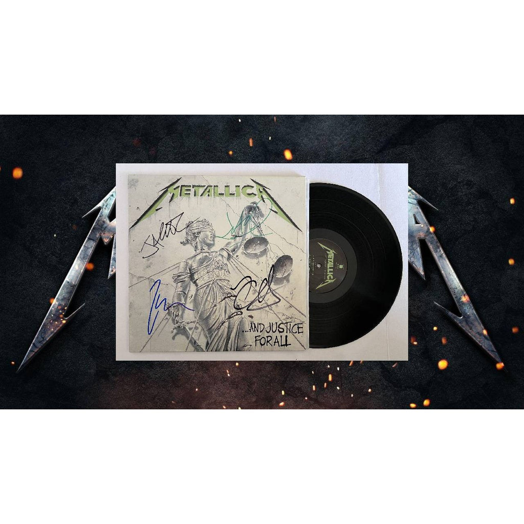 Metallica James Hetfield, Kirk Hammett, Jason Newsted, Lars Ulrich,  'and justice for all' album signed with proof