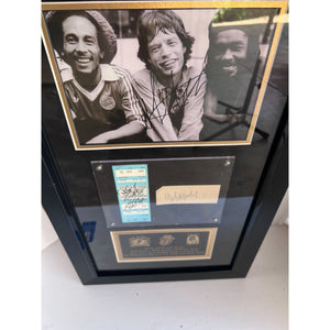 Bob Marley Peter Tosh Mick Jagger framed 18x30 and signed