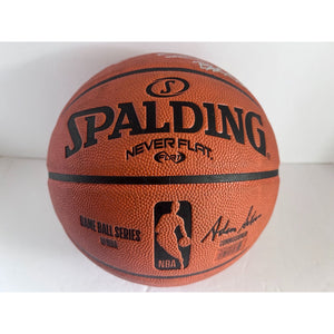 Kobe Bryant inscribed black mamba with Michael Jordan Spalding Adam Silver NBA full size basketball signed with proof
