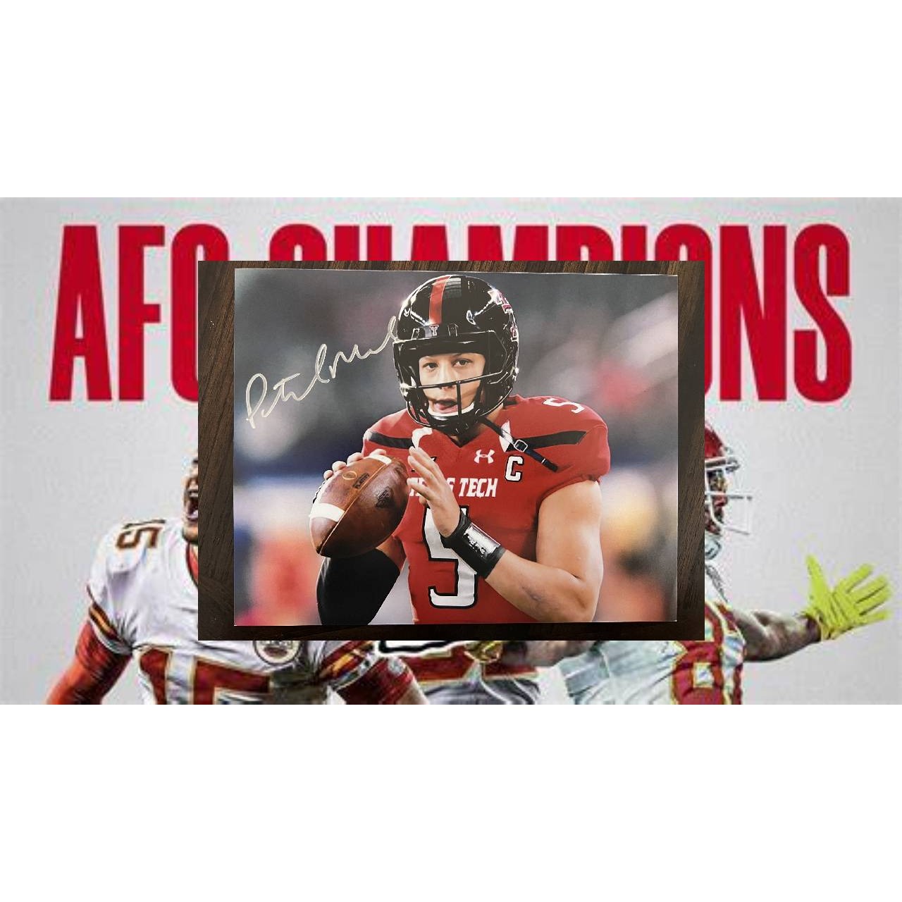 Patrick Mahomes Texas Tech vintage 8x10 signed with proof