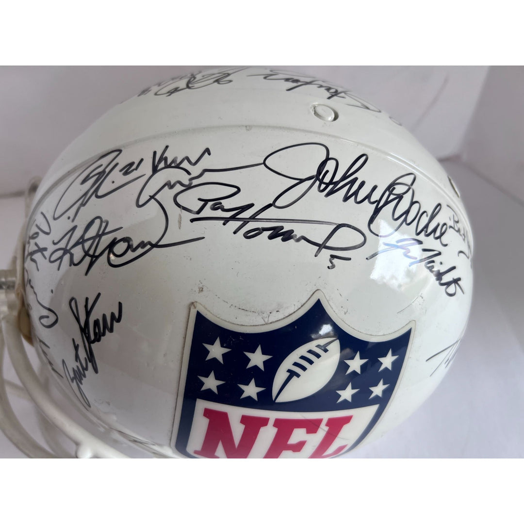 NFL MVPS Bart Starr Emmitt Smith Joe Montana John Elway Jim Brown 37 in all Riddell Pro vintage helmet signed with proof