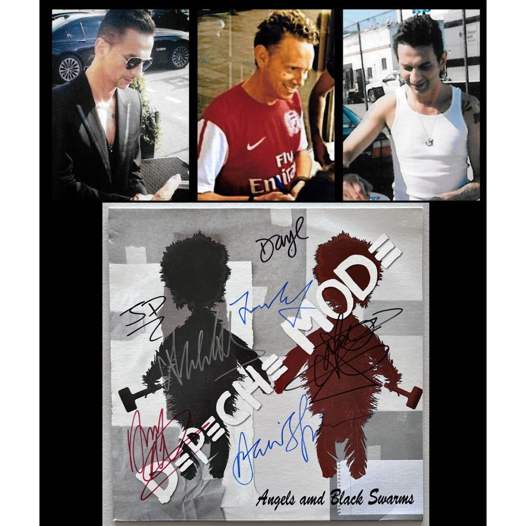Depeche Mode  Dave Gahan, Martin Gore and Andy Fletcher signed and peronalized  Angels and Black Swans  LP signed with proof