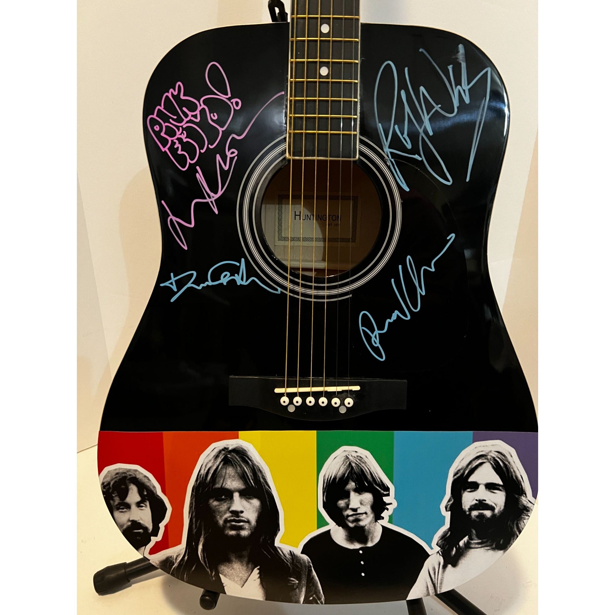 Pink Floyd David Gilmour, Roger Waters, Nick Mason and Richard Wright signed  full size acoustic guitar with proof