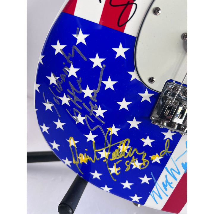 Bruce Springsteen Clarence Clemons Roy Bittan Patty Scialfa and the E Street Band full size American flag electric guitar signed with proof