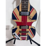 Load image into Gallery viewer, Paul McCartney and Ringo Starr Hofner bass guitar signed with proof
