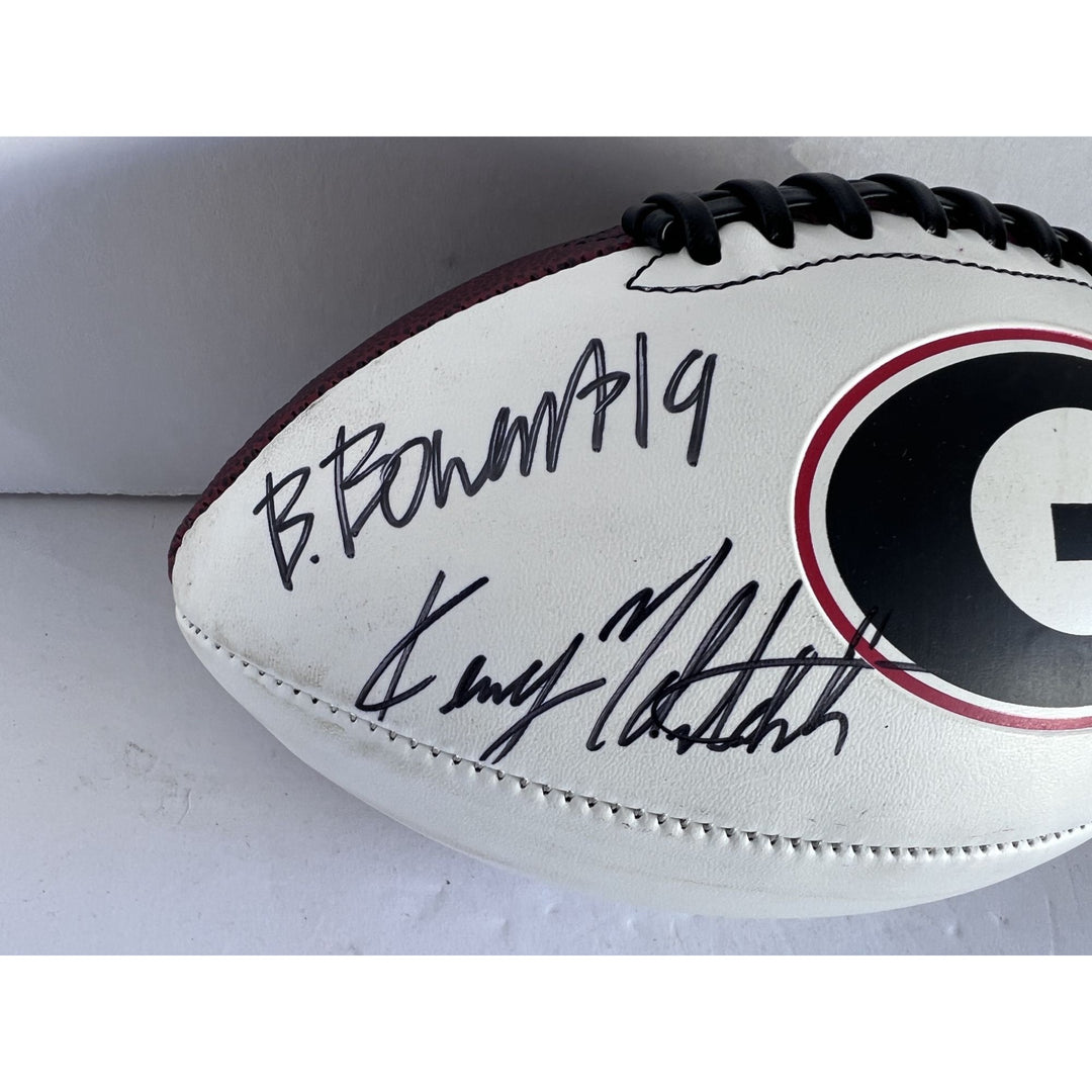 Kirby Smart Stetson Bennett Brock Bowers Georgia Bull Dogs Full size football signed with proof