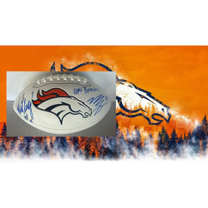 Denver Broncos John Elway & Bo Nix full size football signed with photo proof full provenance & CHAT GPT Authentication analysis