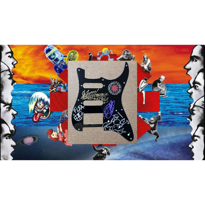 Flea, Chad Smith, John Frusciante, Anthony Kiedis, Red Hot Chili Peppers  electric guitar pickguard signed with proof