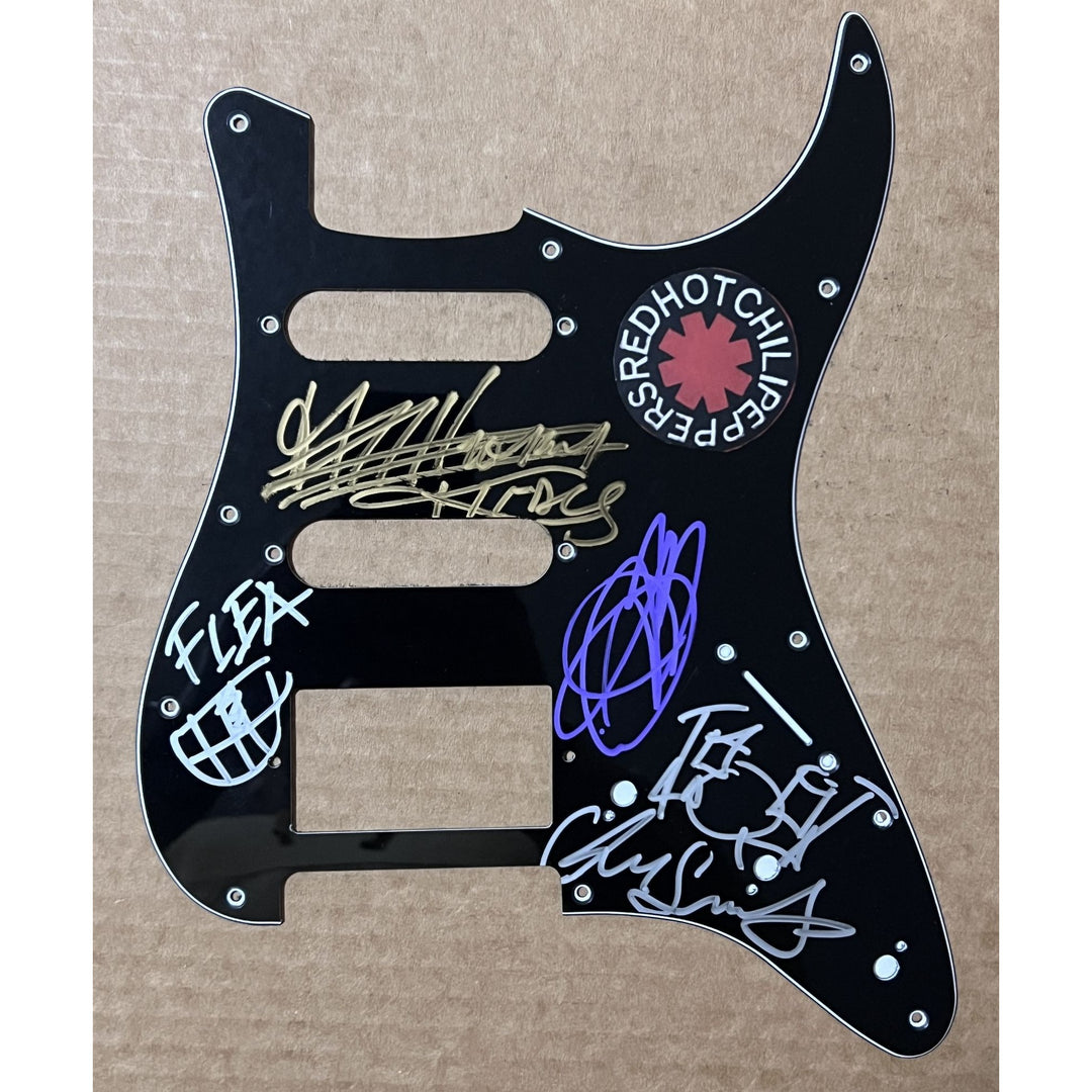 Flea, Chad Smith, John Frusciante, Anthony Kiedis, Red Hot Chili Peppers  electric guitar pickguard signed with proof