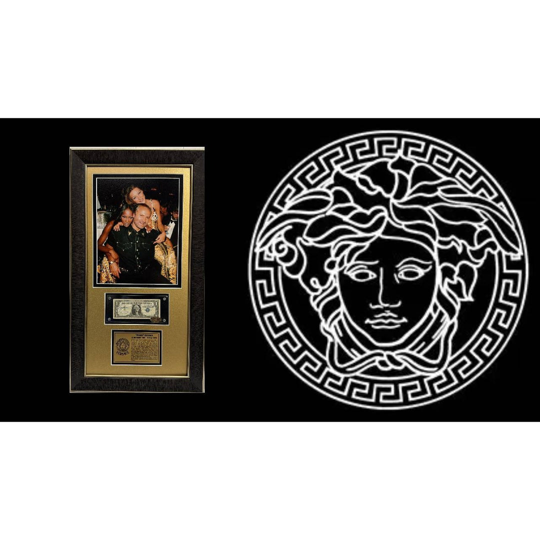 Gianni Versace US Dollar bill signed with proof 17x31.