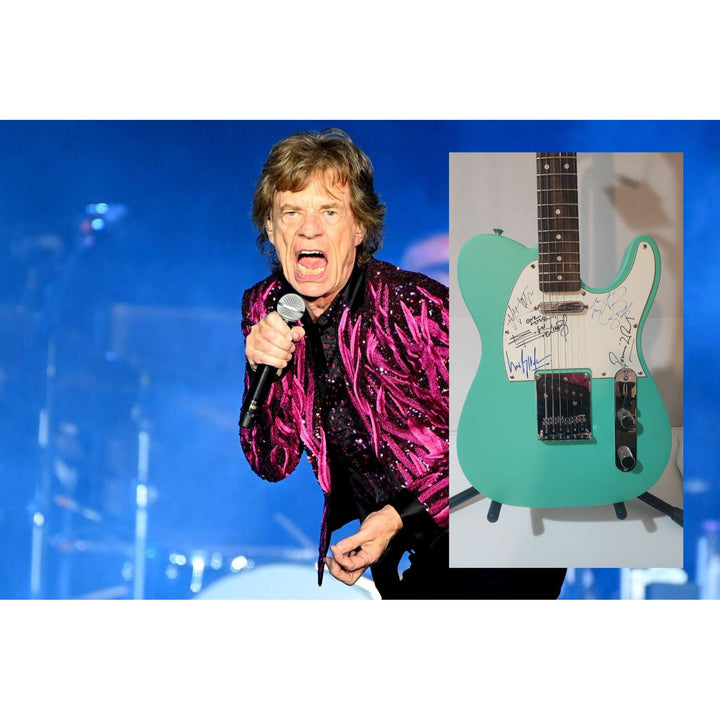 Keith Richards, Bill Wyman , Ronnie Wood, Mick Jagger & Charlie Watts The Rolling Stones authentic Fender telecaster full guitar signed