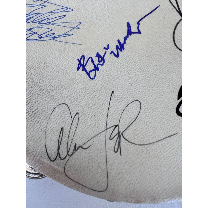 Beach Boys  Brian Wilson, Mike Love, Al Jardine, David Roberts (with lyrics) & proof tambourine 10' signed with proof.