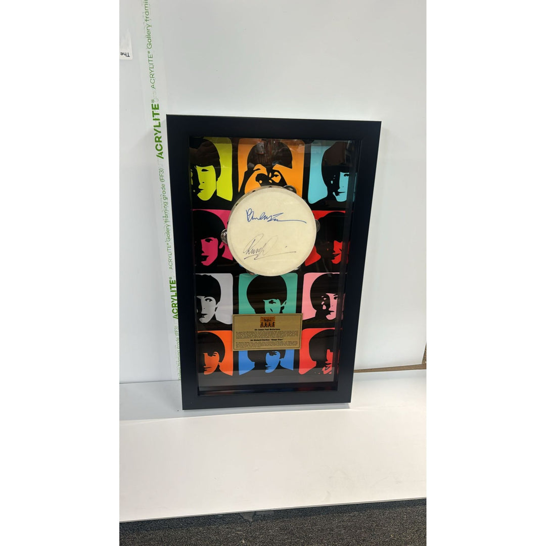 Beach Boys  Brian Wilson, Mike Love, Al Jardine, David Roberts (with lyrics) & proof tambourine 10' signed with proof.