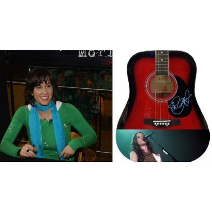 Alanis Morissette full size Huntington acoustic guitar signed with proof.
