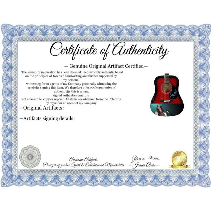 Alanis Morissette full size Huntington acoustic guitar signed with proof.