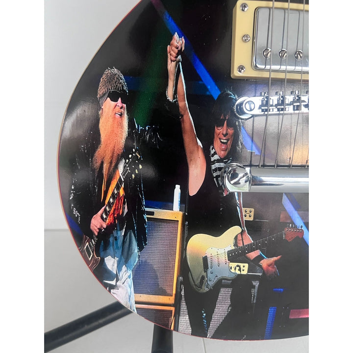 Billy Gibbons ZZ Top and Jeff Beck two of Rock N' Rolls greatest guitarists one of a kind les paul signed with proof.