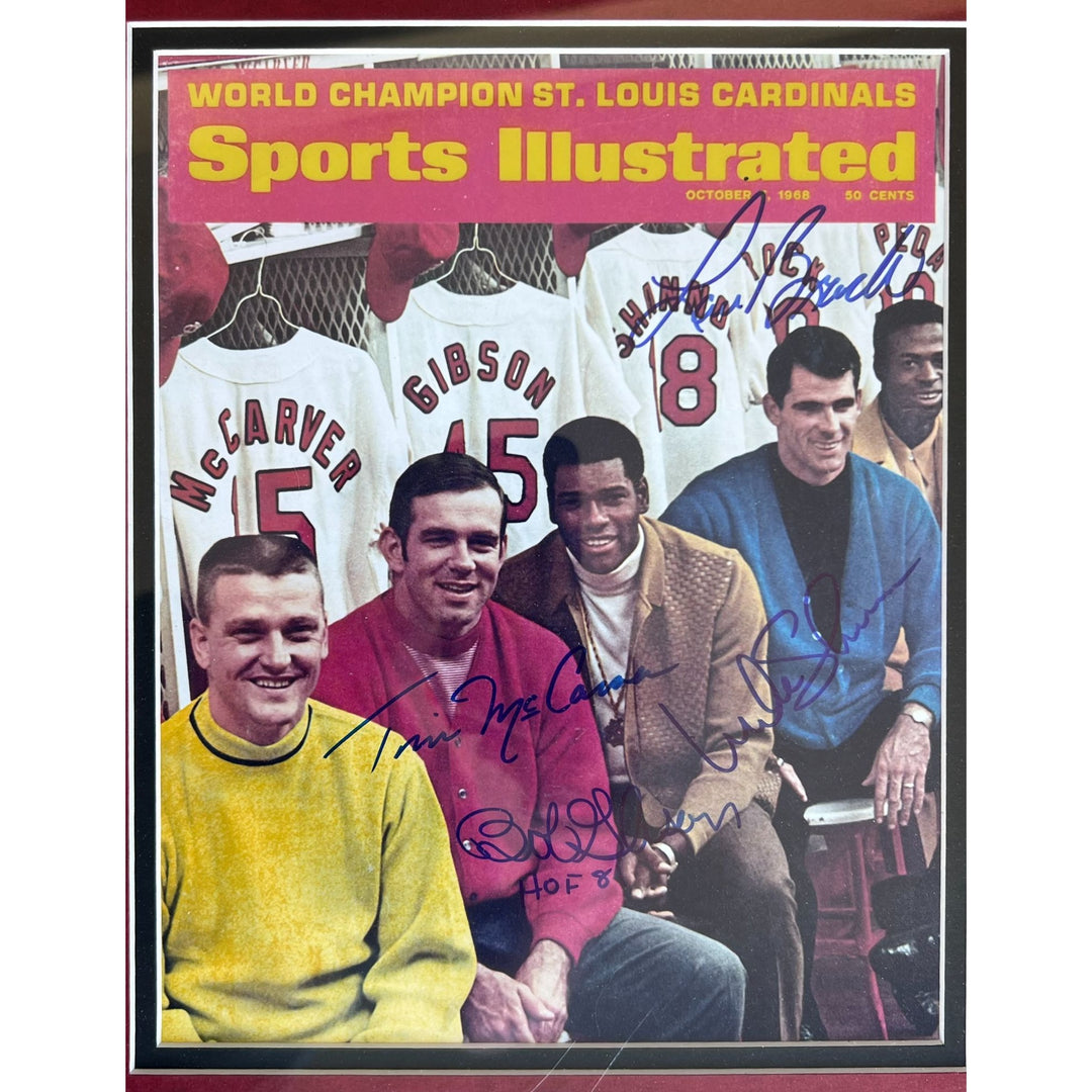 St. Louis Cardinals 1964 Roger Maris,  Tim McCarver, Bob Gibson,  Mike Shannon & Lou Brock 18x33 framed with proof
