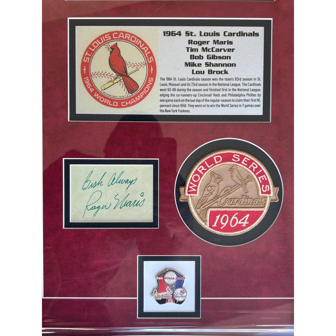 St. Louis Cardinals 1964 Roger Maris,  Tim McCarver, Bob Gibson,  Mike Shannon & Lou Brock 18x33 framed with proof