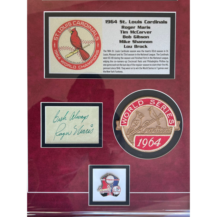 St. Louis Cardinals 1964 Roger Maris,  Tim McCarver, Bob Gibson,  Mike Shannon & Lou Brock 18x33 framed with proof