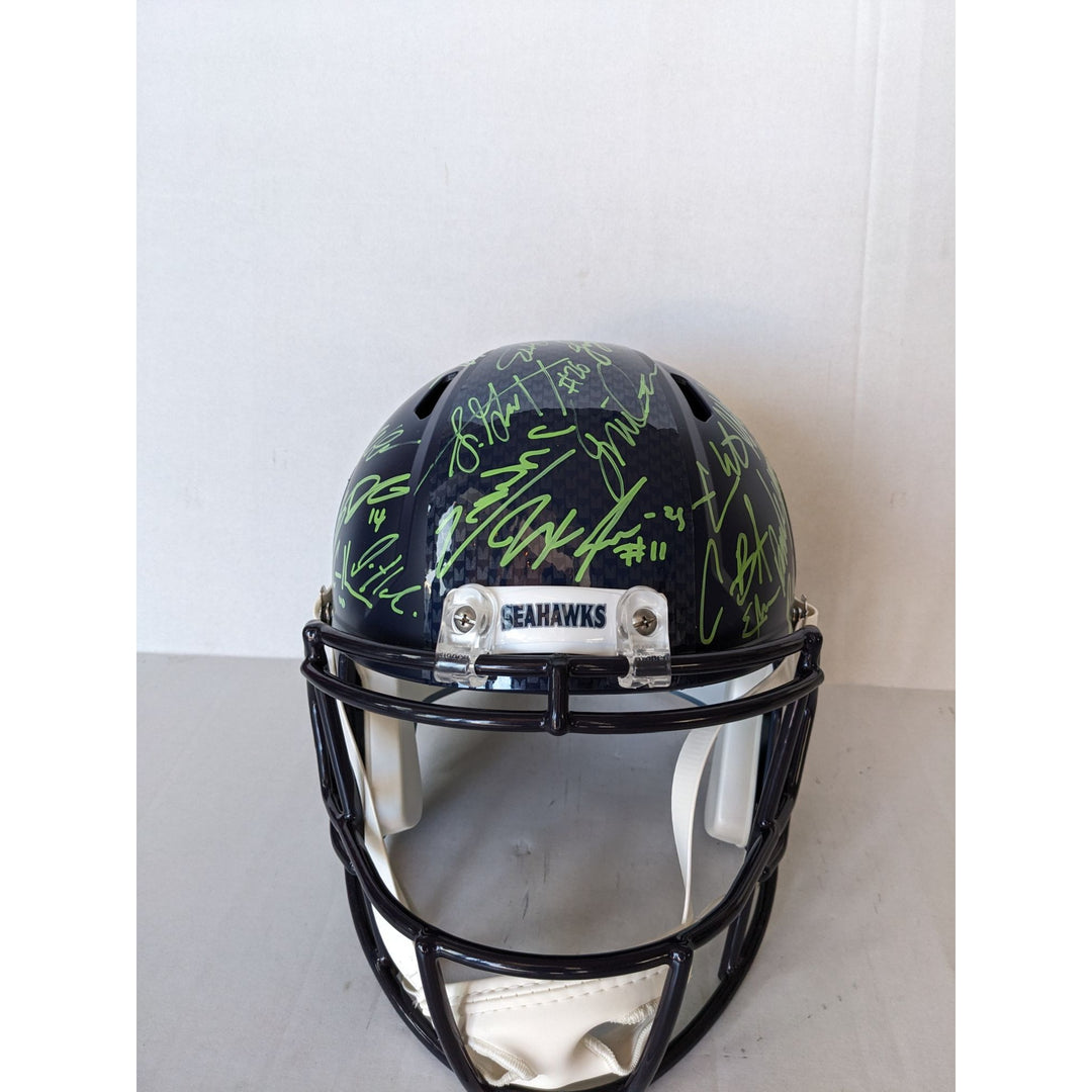 Seattle Seahawks Speed Replica Full Size  helmet 2025 team signed with 40 plus signatures