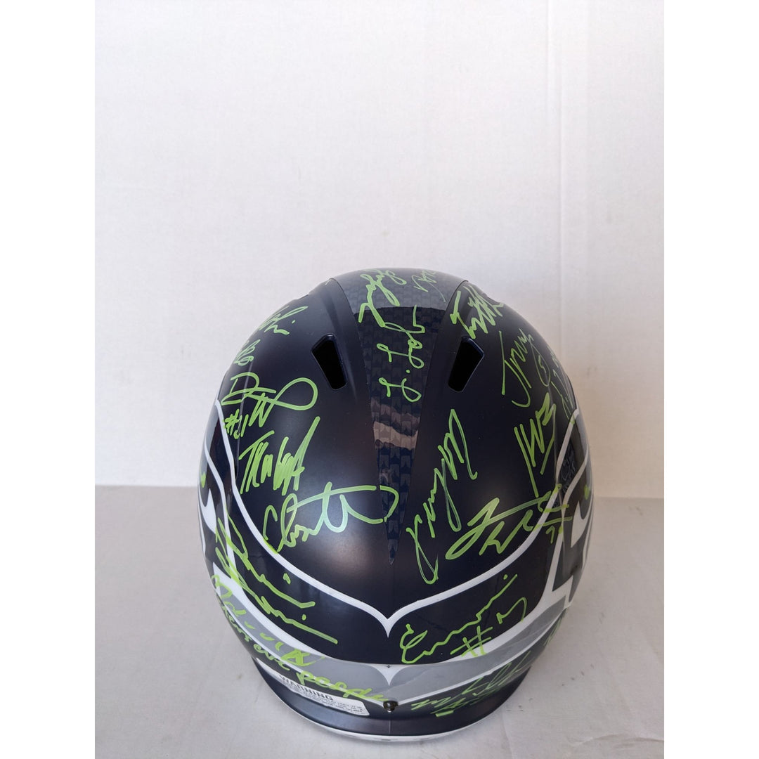 Seattle Seahawks Speed Replica Full Size  helmet 2025 team signed with 40 plus signatures