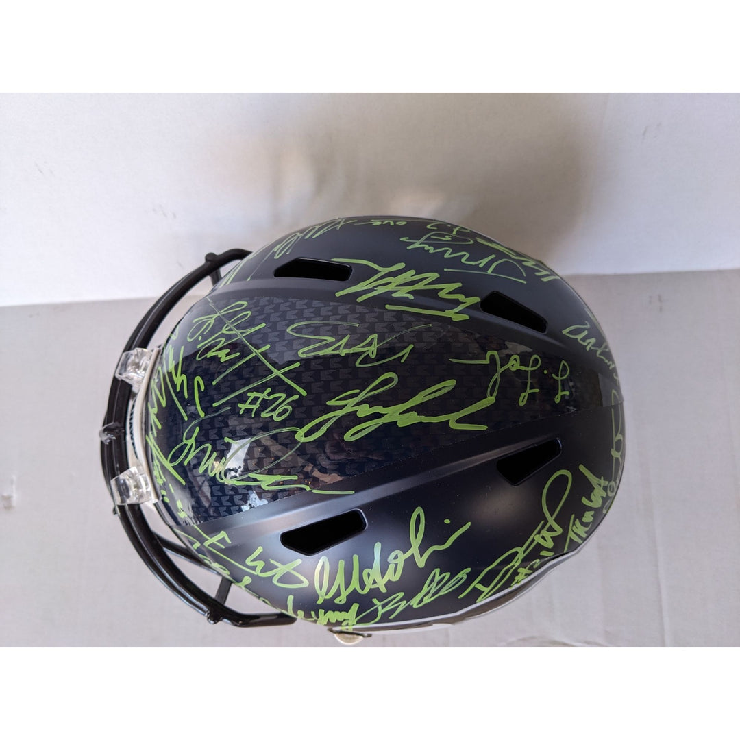 Seattle Seahawks Speed Replica Full Size  helmet 2025 team signed with 40 plus signatures