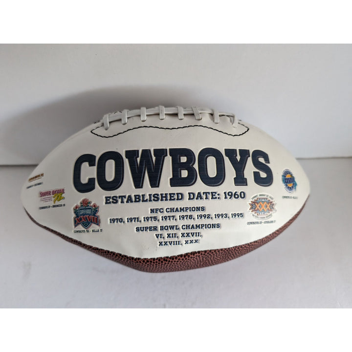 Dallas Cowboys Troy Aikman Emmitt Smith Michael Irvin 14 Legends signed football