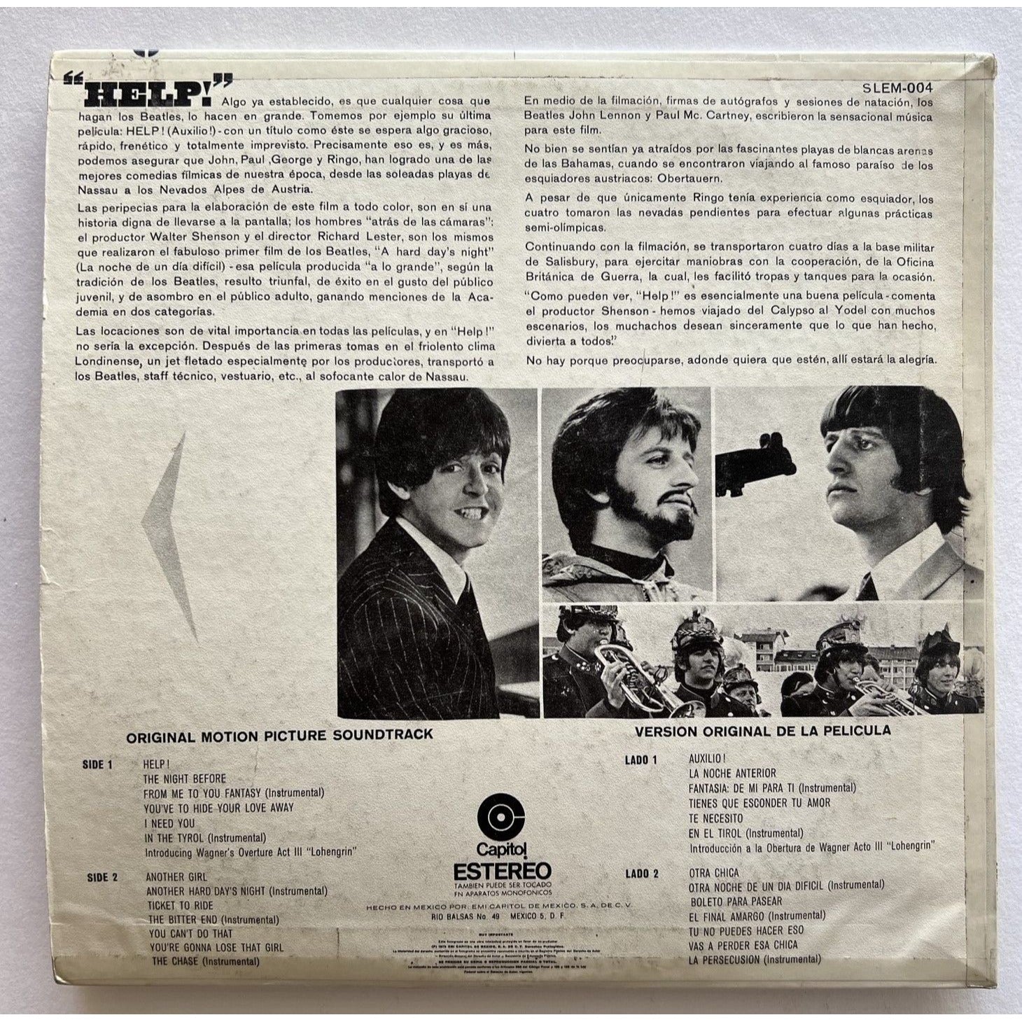 The Beatles John Lennon George Harrison Paul Mccartney Ringo Star HELP lp signed with proof