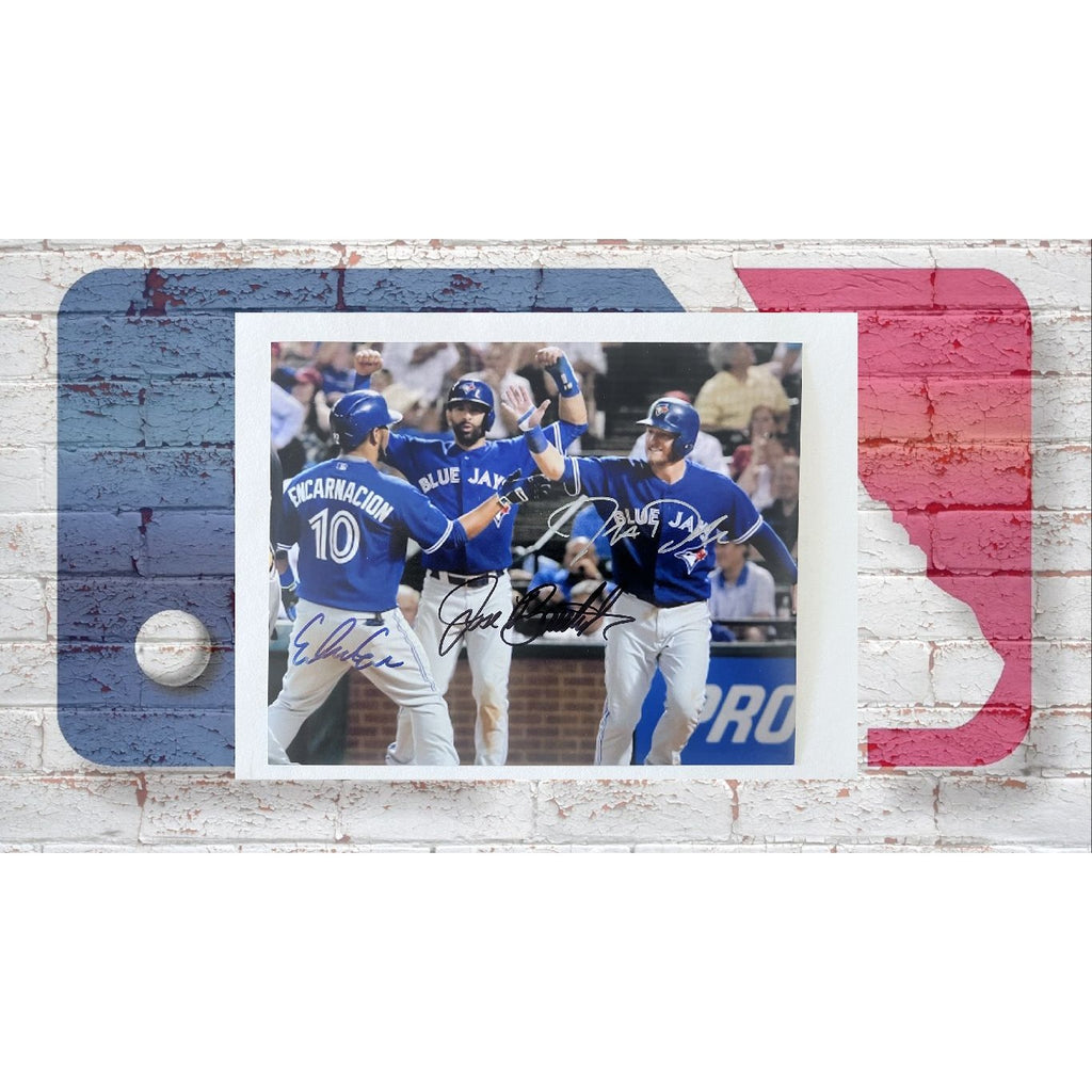 Toronto Blue Jays Josh Donaldson Jose Bautista Edwin Encarnacion 8x10 photo signed with proof