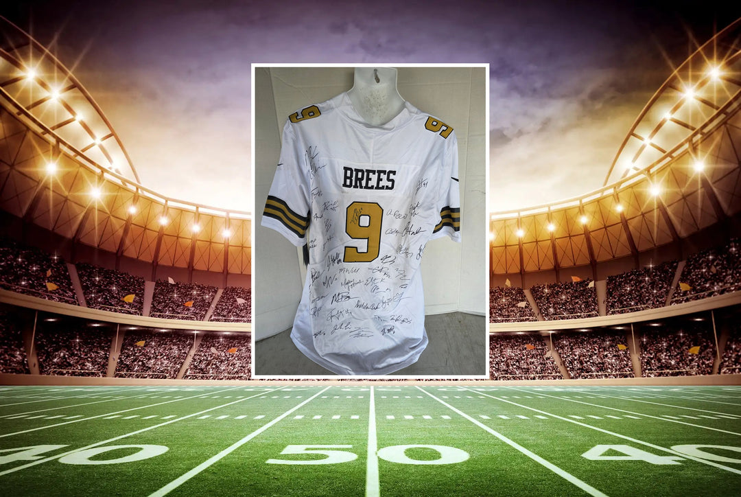 Drew Brees New Orleans Saints 2016 team signed jersey full view