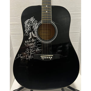 Stevie Nicks signed with Sketch and inscription one of a kind acoustic Ashharpe full size acoustic guitar signed with proof