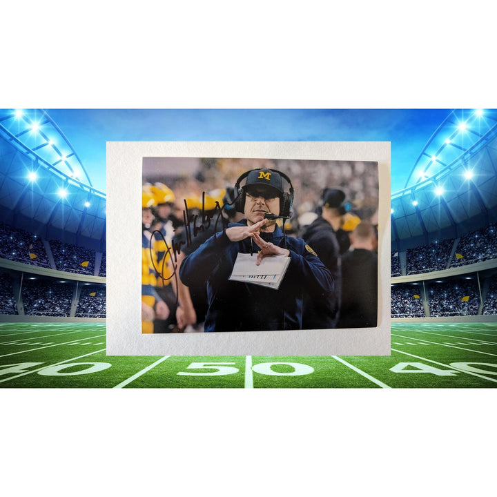 Jim Harbaugh Michigan Wolverines 5x7 photo signed with proof