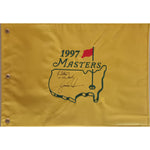 Load image into Gallery viewer, Tiger Woods &quot;To Steve all the best&quot; 1997 Masters Golf pin flag signed with proof
