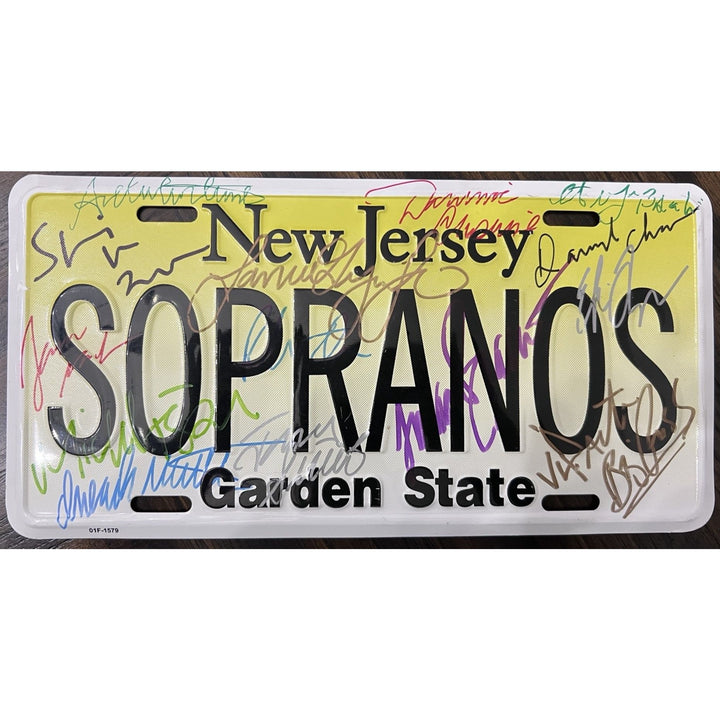 James Gandolfini Sopranos cast real license plate signed with proof