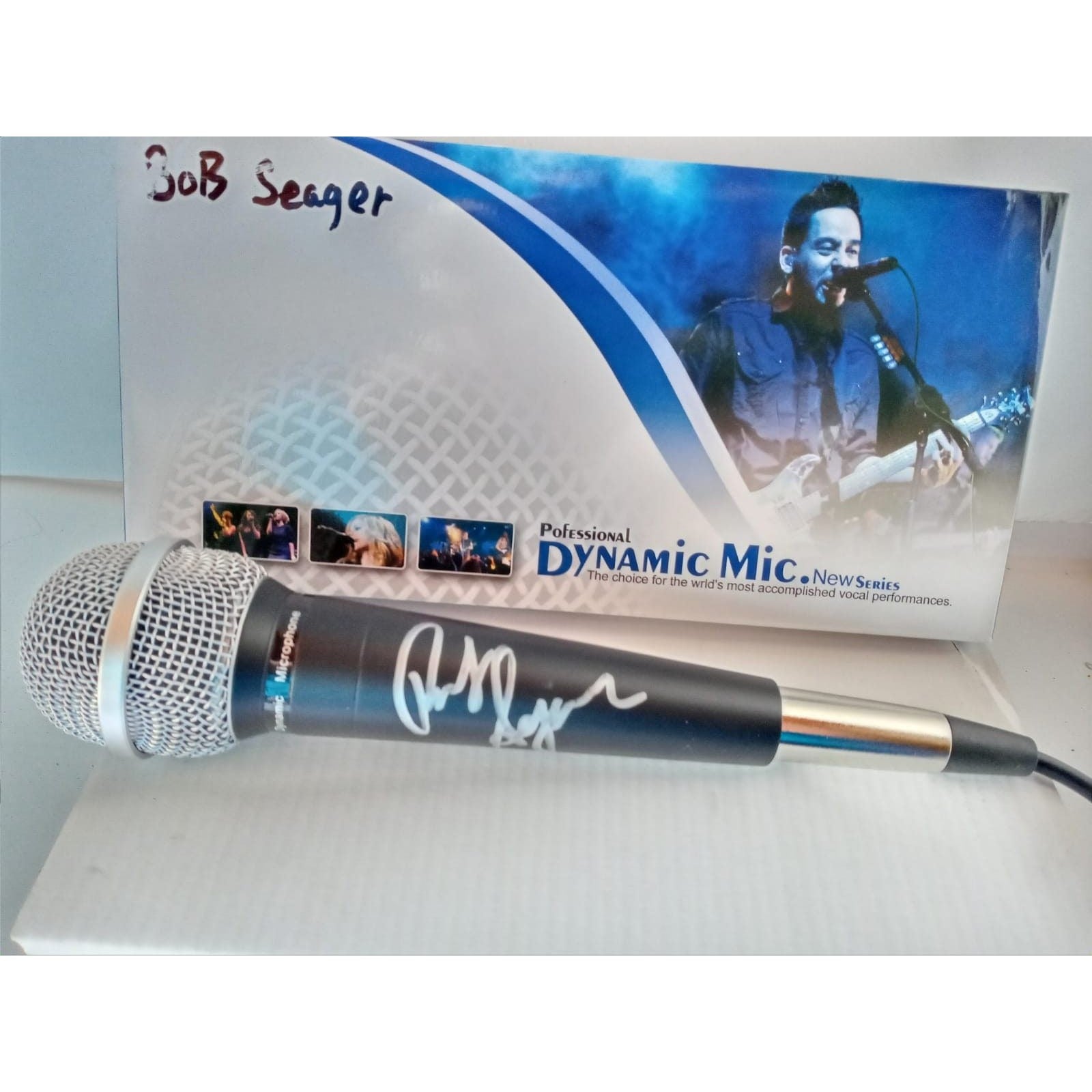 Bob Seger signed microphone with proof