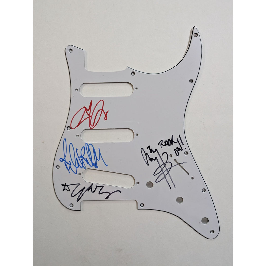 Jimmy Page Robert Plant John Paul Jones Led Zeppelin Fender Stratocaster electric guitar pick guard signed with proof